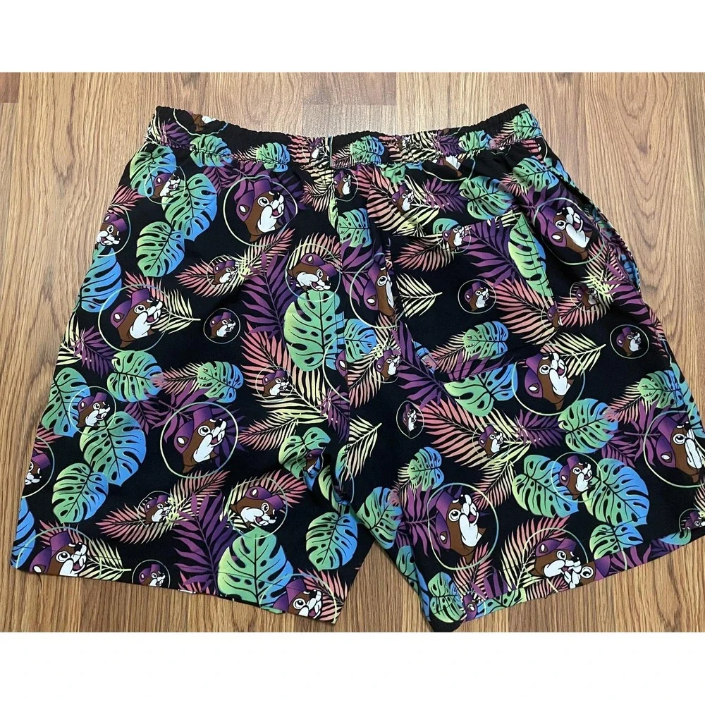 Buc-ee's Swim Trunks Mens Large Beaver Logo Tropical Print Pockets